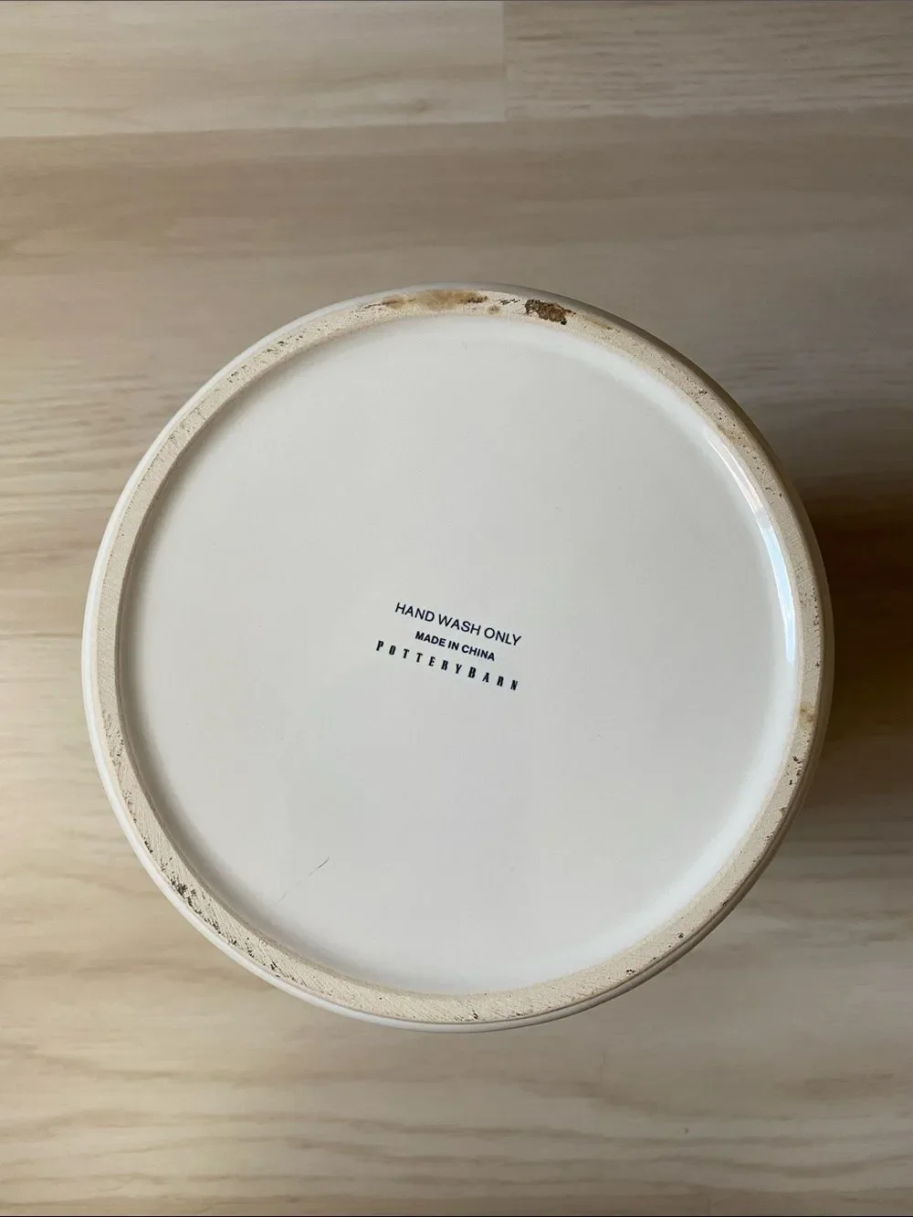 Pottery Barn Cream Plaid Decorative Ceramic Canister